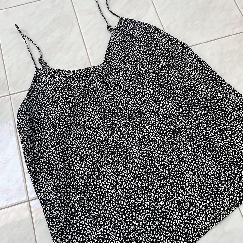 Nine West womens tank top NWOT black white print spaghetti straps size XXL